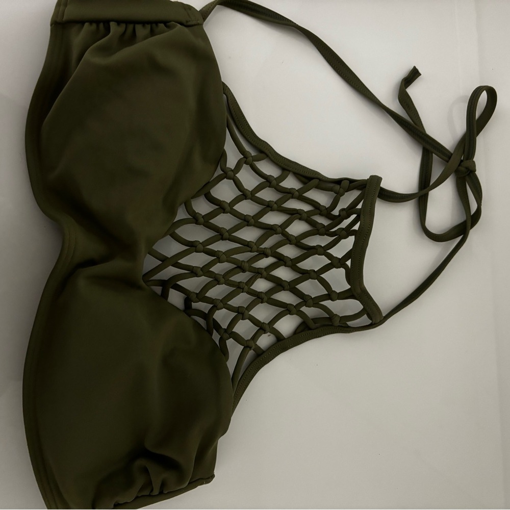 Green halter style bikini top